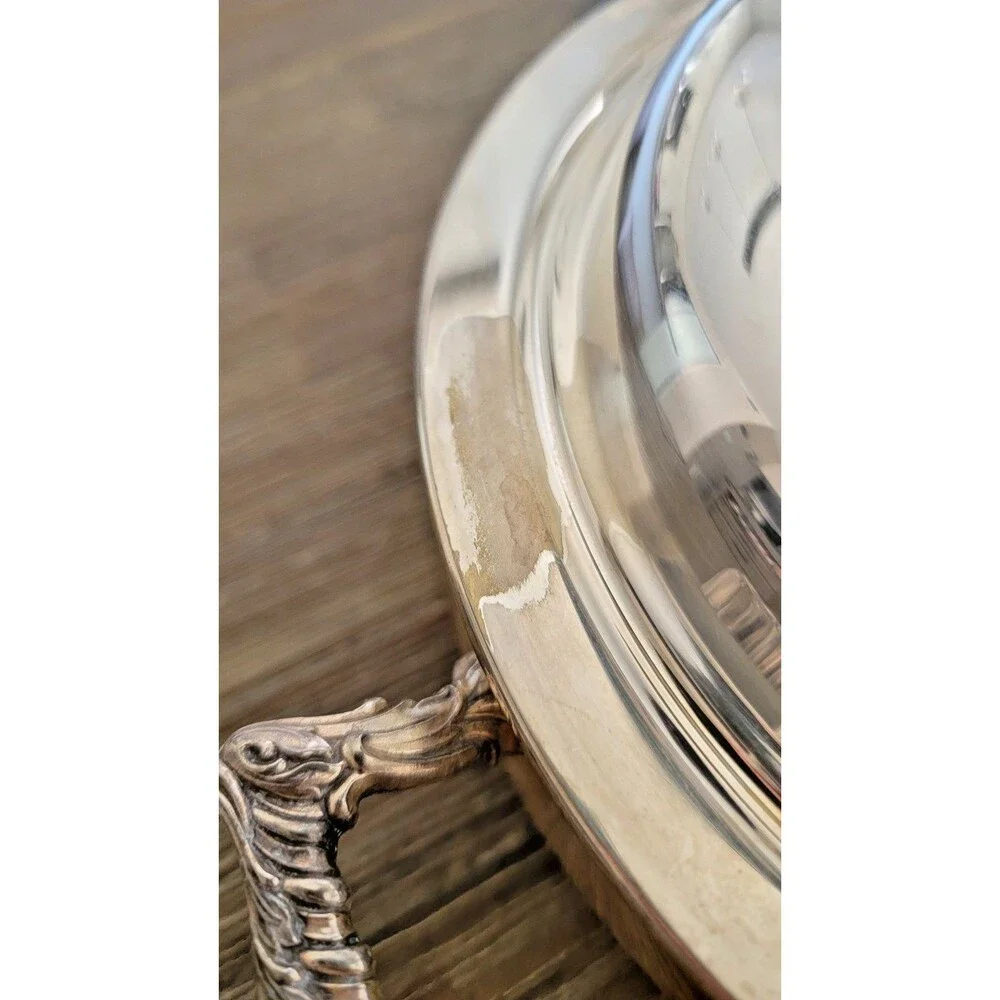 Vintage WM Rogers Silver Plated Casserole Serving Dish w/ Lid #963 Tarnish Wear - Picture 7 of 10